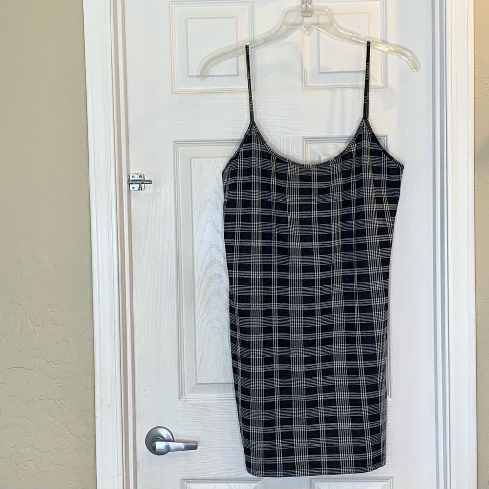 Fashion Nova As If Plaid Mini Dress - Black/White Size 2X